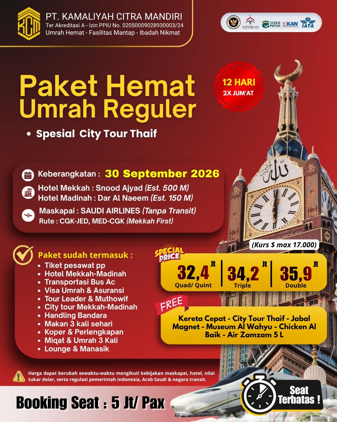 Paket Hemat Umrah Reguler | Spesial City Tour Thaif